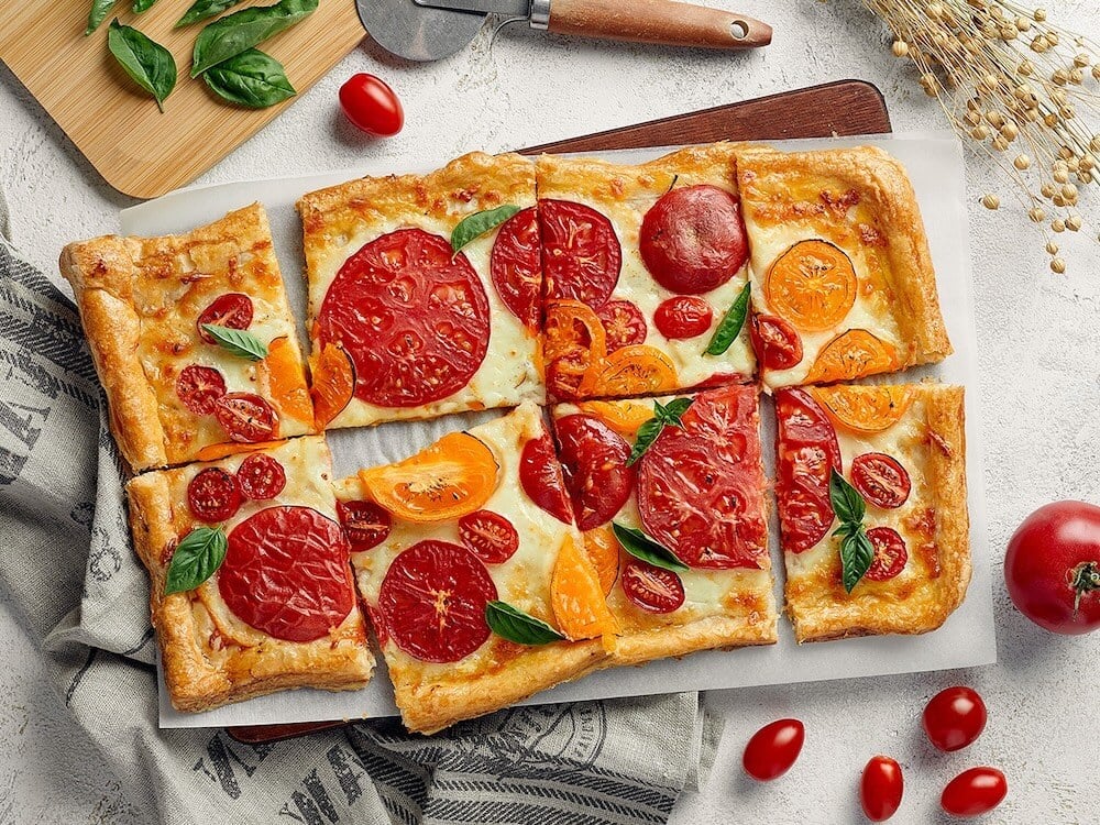 Grandma style pizza
